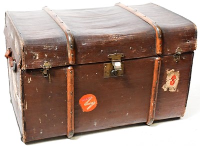 Lot 696 - DENTY'S TRUNK STORES; a vintage brown painted...