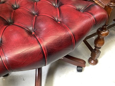 Lot 8 - A red button pressed leather captain's desk...