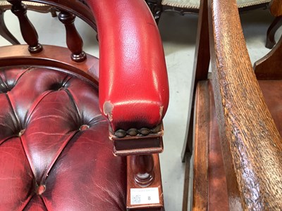 Lot 8 - A red button pressed leather captain's desk...