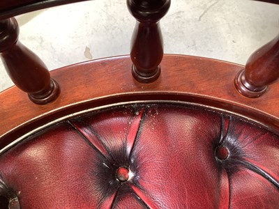 Lot 8 - A red button pressed leather captain's desk...