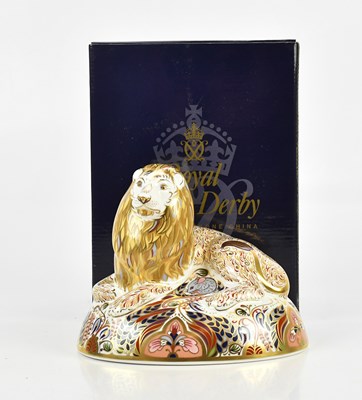 Lot 2426 - ROYAL CROWN DERBY; a 'Lion' paperweight, boxed.
