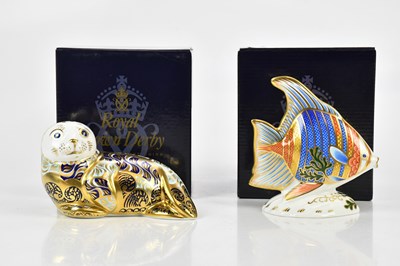 Lot 2473 - ROYAL CROWN DERBY; two paperweights comprising...