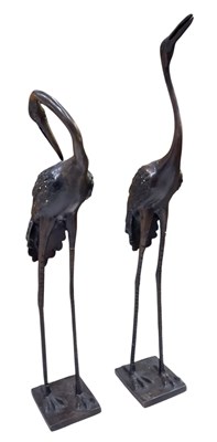 Lot 615 - A pair of modern Chinese bronze figures...