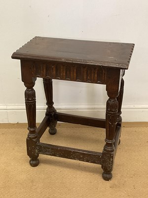 Lot 714 - An 18th century and later joint oak stool,...