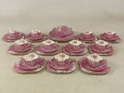 Lot 273 - WILEMAN & CO; a pink floral decorated part tea...