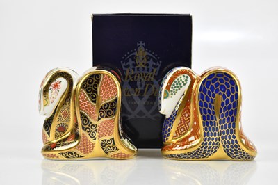 Lot 2513 - ROYAL CROWN DERBY; two paperweights comprising...