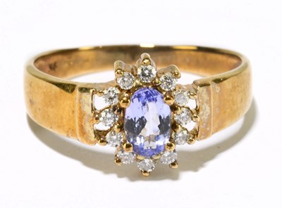 Lot 1219 - A 9ct yellow gold diamond cluster ring, size O,...