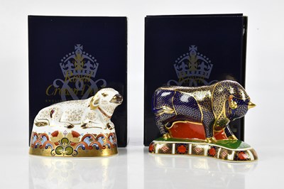 Lot 2445 - ROYAL CROWN DERBY; two paperweights comprising...