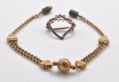 Lot 521 - A Victorian yellow metal bracelet with later...