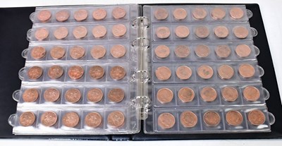 Lot 1211 - Three folders of UK half pence, one pence and...
