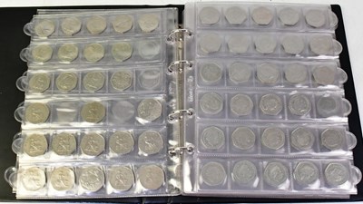 Lot 1229 - A folder containing approximately 344 50p...