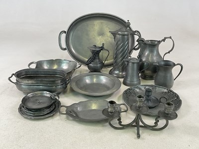Lot 228 - A quantity of assorted pewter ware, including...