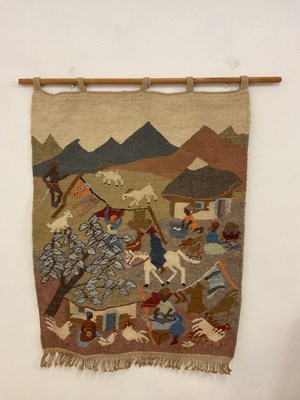 Lot 159 - A Botswanan woven wall hanging depicting a...