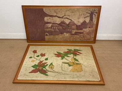 Lot 160 - Two Far Eastern decorative batik panels,...