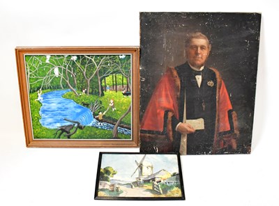 Lot 743 - UNATTRIBUTED; oil on canvas, stately gentleman...