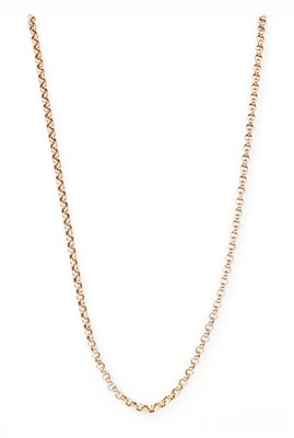 Lot 1455 - A 9ct rose gold belcher link necklace, length...