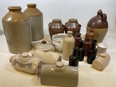 Lot 304 - A group of stoneware including bed warmers and...