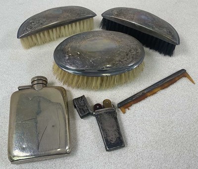 Lot 438 - A George V hallmarked silver hip flask of...
