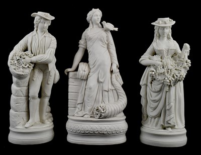 Lot 2500 - Three 19th century Parian ware figures,...
