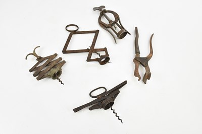 Lot 1512 - Three folding corkscrews including a...