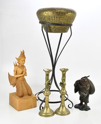 Lot 2350 - A Japanese bronze figure representing Hotei,...