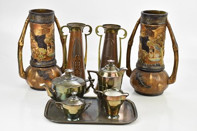 Lot 2582 - BRETBY; a pair of twin handled Arts and Crafts...