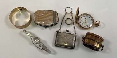 Lot 608 - A gold plated crown wind full hunter pocket...