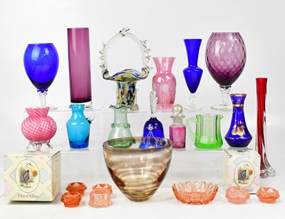 Lot 210 - A collection of coloured glass to include a...