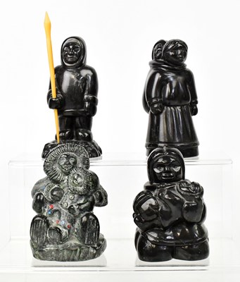 Lot 159 - Four Canadian Inuit soapstone carvings, one...