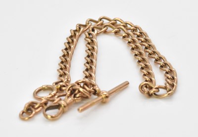 Lot 457 - A 9ct gold fob chain with 9ct gold T-bar...