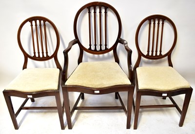 Lot 31 - Five Edwardian inlaid mahogany Hepplewhite...
