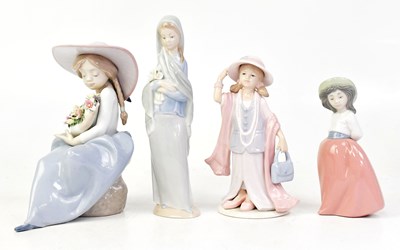 Lot 107 - LLADRO; two figures, including a girl with...