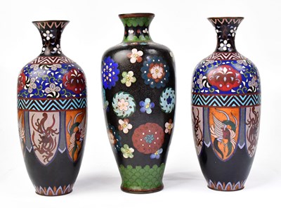 Lot 148 - A pair of early 20th century cloisonné vases,...