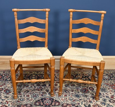Lot 2868 - Two 19th century Macclesfield oak ladderback...