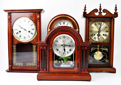 Lot 92 - Four reproduction mantel and wall clocks,...