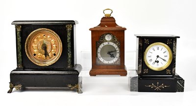 Lot 95 - A Victorian slate mausoleum clock with marble...