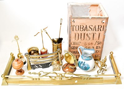 Lot 975 - A quantity of brassware, to include a fender,...