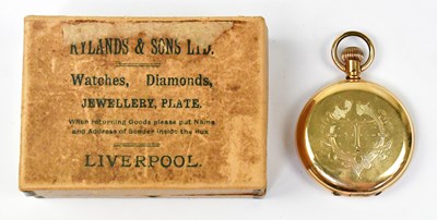 Lot 1555 - WALTHAM; a gold-plated full hunter pocket...