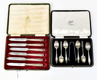 Lot 1079 - A cased set of six George V hallmarked silver...