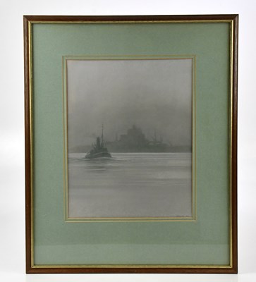 Lot 114 - J M MALLENDER; mixed media, 'Clyde Shipyard,...