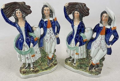 Lot 259 - Two Victorian Staffordshire flatback figure...
