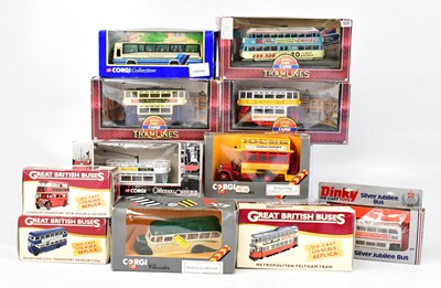 Lot 340 - Eleven diecast model vehicle of buses, trams...
