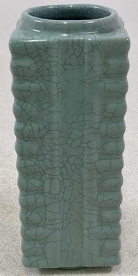 Lot 341 - A Chinese cong vase, with crackle glazed...