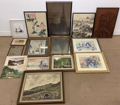 Lot 371 - A quantity of pictures and prints, largest 68...