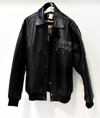 Lot 545 - AVIREX USA; a black leather biker-style jacket,...