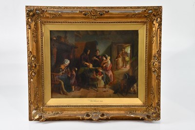Lot 2232 - W H KNIGHT; oil on board, 'Granny's Visit',...