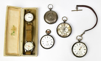 Lot 1561 - Four hallmarked silver pocket watches...