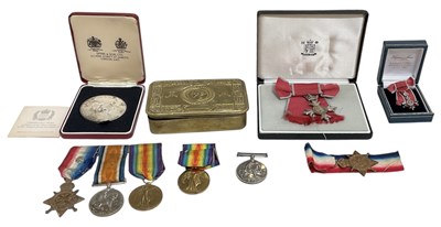 Lot 348 - A trio of WWI medals awarded to Pte C. B. Rice,...