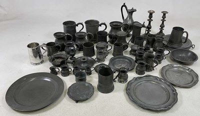 Lot 229 - A large amount of pewter ware items, to...