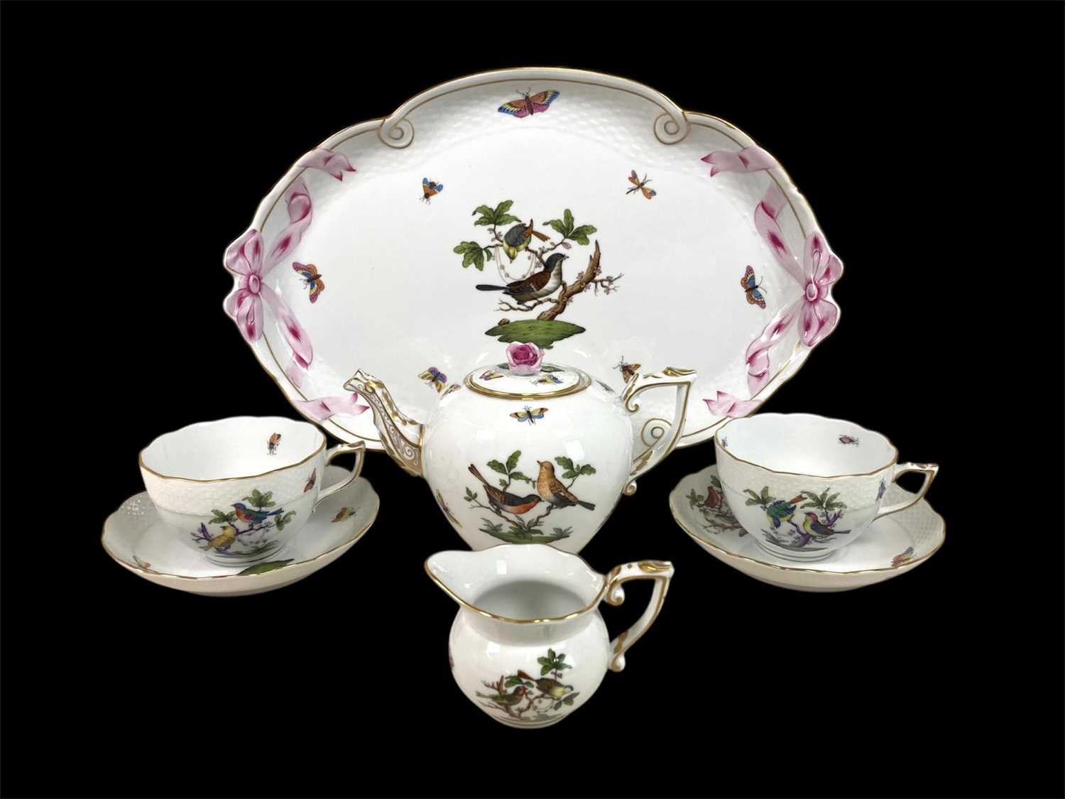 Lot 264 - HEREND; a hand painted bird and insects...